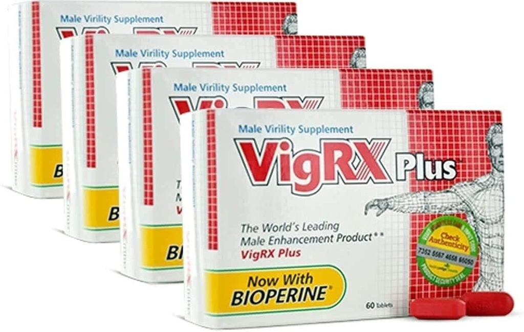 VigRX Plus Άρρενες ανδροπρέπεια βοτανικό συμπλήρωμα διατροφής Χάπια - 60 δισκία (4 κουτί)