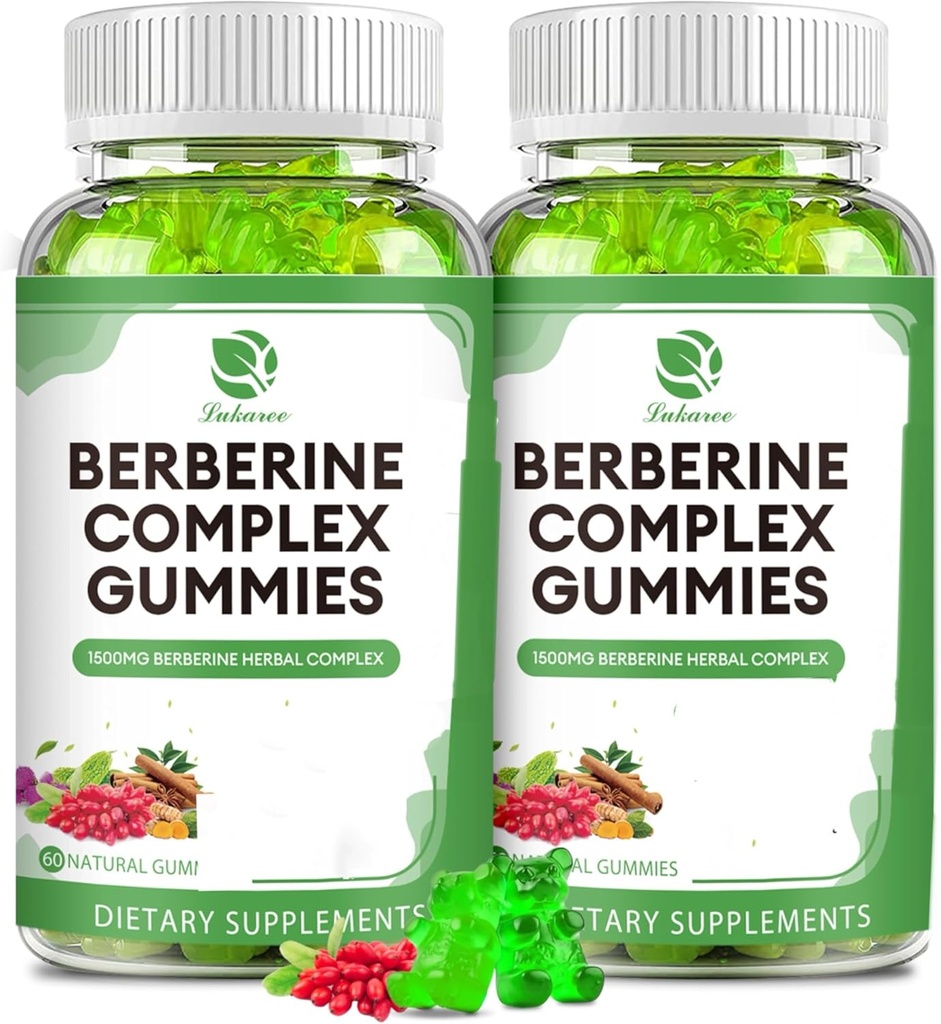 Berberine Kompleksi Gummies- Berberine with Ceylon Cinnamon, Turmeric, Milk Thistle Bitter Melon for General Immune Health -120 Counts