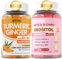 Χωρίς ζάχαρη 2Pack Turmeric Ginger Gummies & 2Pack Myo-Inositol & D-Chiro Inositol Gummies