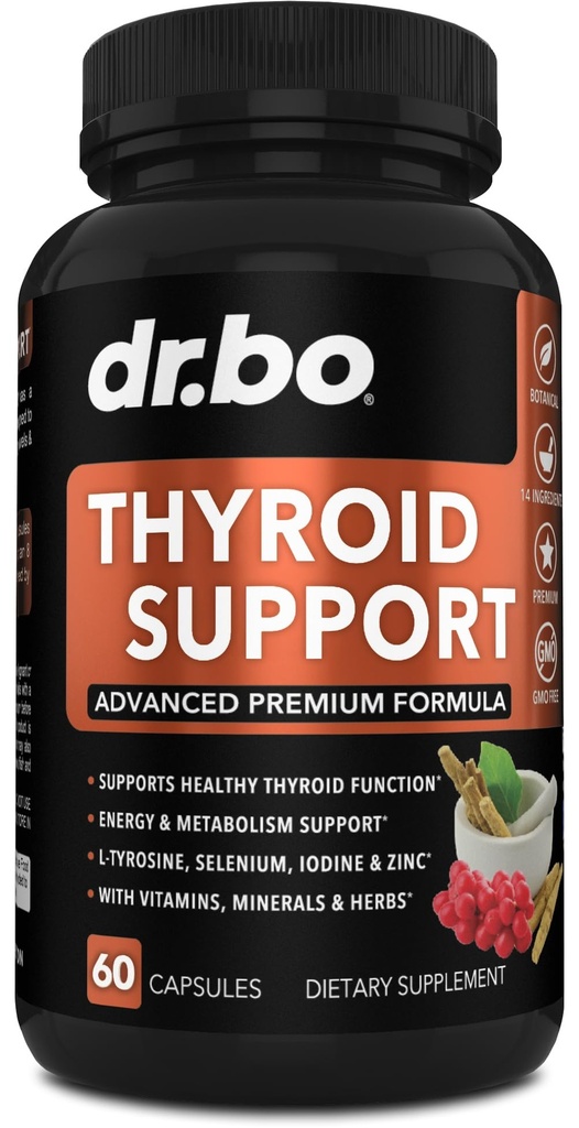 Yourroid Support for Women & Men Supplement - Natural Metabolism, Mood & Energy L-Tyrosine Selenium Iodine çinko Bladderwrack Kelp & Ashwagandha Yourroid Supplement Kompleks Vitamin 60 Pills