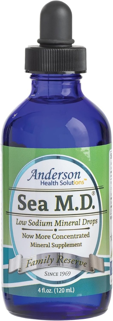 Anderson Sea M.D. Yoğun Trace Mineral Drops, Ionic Electrolyte Supplement Magnezyum, Liquid Magnezyum, Take, 4 fl oz, Cam Şişe Şişe Şişede 60 Hizmet