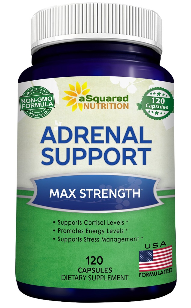 ASquared Beslenme Adrenal Support & Cortisol Manager Supplement (120 Capsules)-Adrenal Health w/Vitamin C Kompleks Pills'ı Fatigue & Stres Relief-Ashwagandha, L-Tyrosine, Rhodiola ve Bournemouth