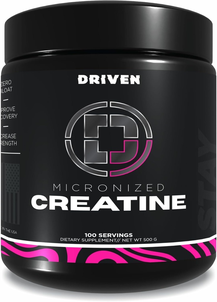 Driven Beslenme Mikronized Kretine Monohidrat Toz – 500g | Pure, Unflavored, 5g Per | Kas Güçlü, Power, Endurance & Recovery Supplement