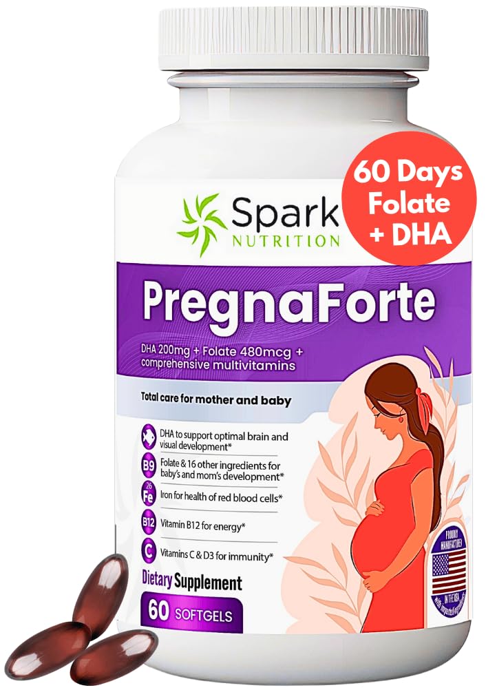 Pregnaforte 1 gün kadınlar için Prenatal vitaminler 2 ay: Folic asit, Fish Oil Omega 3 DHA/EPA, Vitamin D3, B6, Vitmain B12, C, E, Kalsiyum, Iron, çinko takviyesi FSA HSA HSA