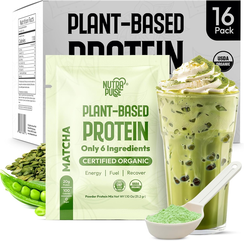 Matcha Vegan Protein Toz Örnek Paketi – 20g Organik Plant-Based Protein – Non-GMO, Gluten-Free, Soy-Free – Smoothie & Shake Ready – Digest – 16 Single Servisler – Tüm 16 deneyin!