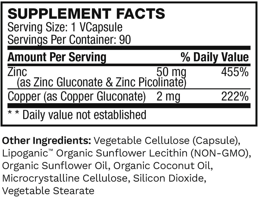 Liposomal Pure Zinc Picolinate συμπλήρωμα με χαλκό, ανοσοποιητική υποστήριξη, Μεταβολισμός, και την υγεία του δέρματος 