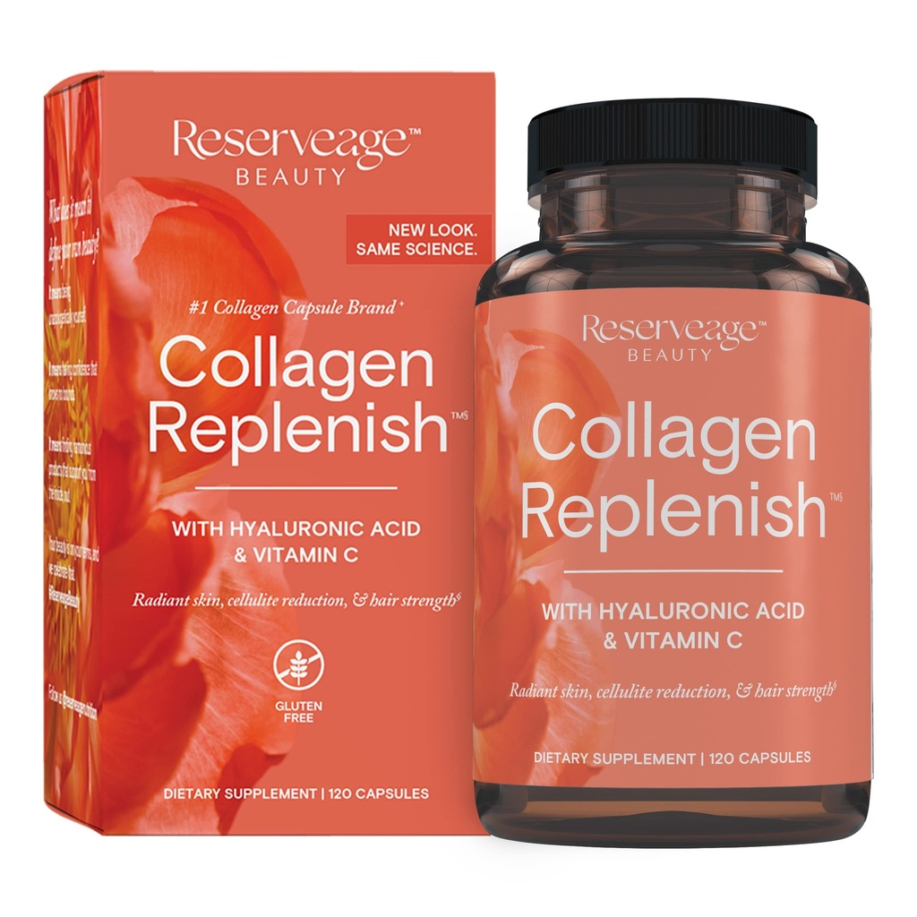 Reserveage Beauty Collagen Replenish - Collagen ATM & Supplement for Health Skin Care & Hair Growth - Supports Natural Elastin Production - 120 Capsules (30 hizmet)