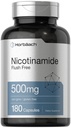 Horbäach Nicotinamid 500 mg | 180 Capsules | Flush Free Diyetary Supplement | Non-GMO ve Gluten Ücretsiz Vitamin