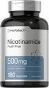 Horbäach Nicotinamid 500 mg | 180 Capsules | Flush Free Diyetary Supplement | Non-GMO ve Gluten Ücretsiz Vitamin