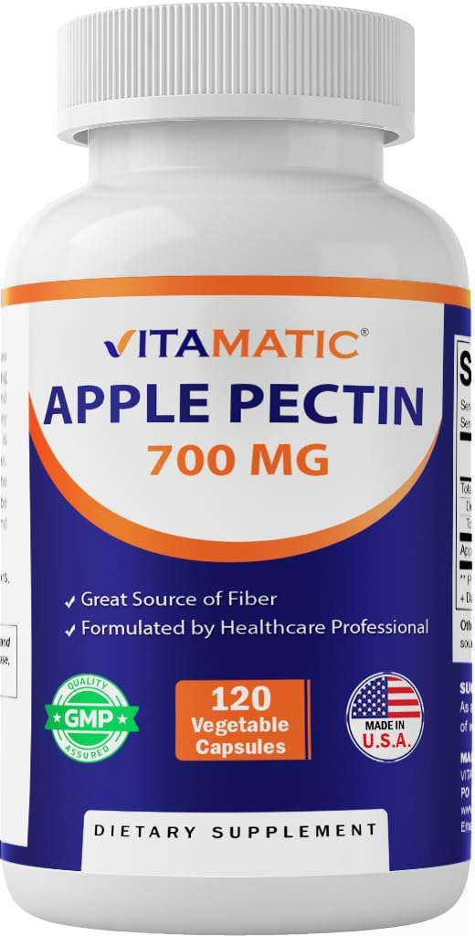 Vitamatic Apple Pectin 700mg – 120 κάψουλες χορτοφαγικής ανά φιάλη Φυσικό συμπλήρωμα φυτικών ινών – Υποστηρίζει Πεποίθηση Υγείας & Κανονικότητας*