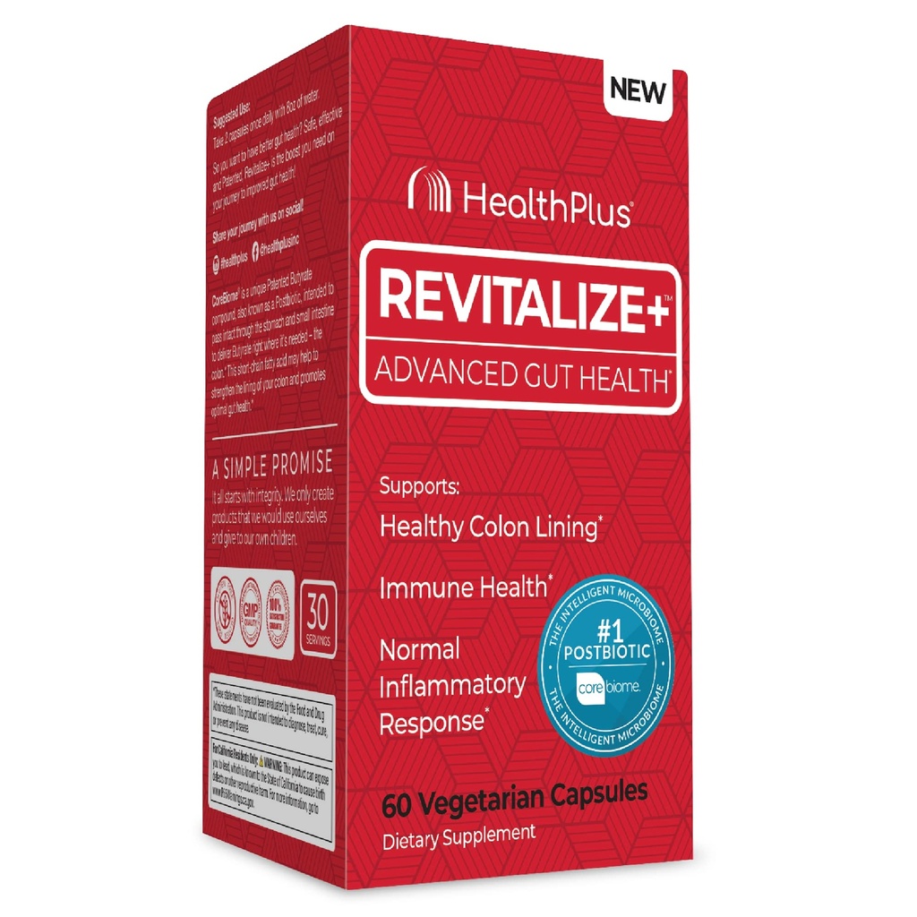 Health Plus Revitalize+ Corebiome Tributyrin Postbiotics για την πλήρη Digestive Health, Leaky Gut, Colon 