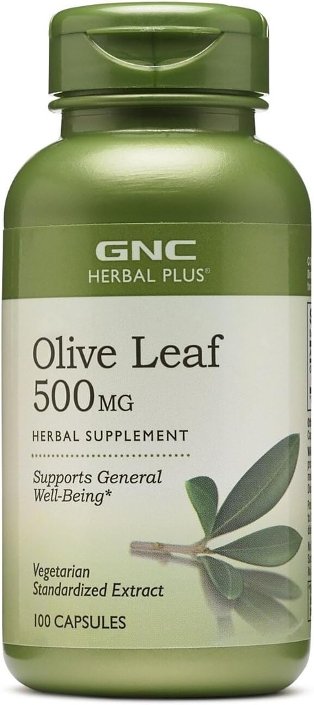 GNC Herbal Plus Olive Leaf 500 mg Supplement, Vegetarian, Supports General Well-Being, 100 Hizmet