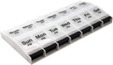 EZY DOSE Push Button (7-Day) Pill Case, Medicine Planner, Vitamin Organizer, 2 φορές την ημέρα, AM/PM Container, X-Large Compartments, Αρθρίτιδα Φιλικό, Εύκολο στη χρήση, Καθαρές Λίδες, Καθαρό / Μαύρο, BPA Δωρεάν