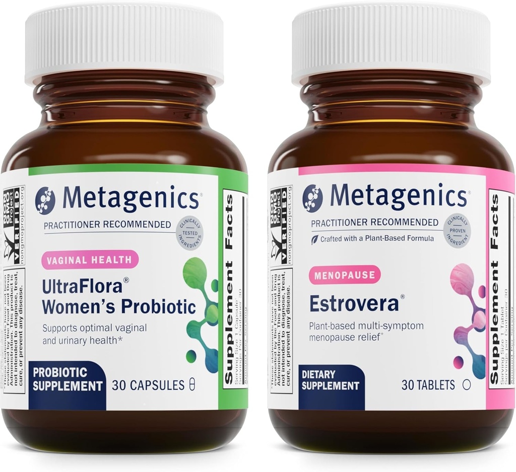 Metagenics Sche - UltraFlora Women's & Herhness Estrovera - 30 UltraFlora Women's for Vaginal Health - 30 Tabletler için Estrovera'nın 30 Tabletleri