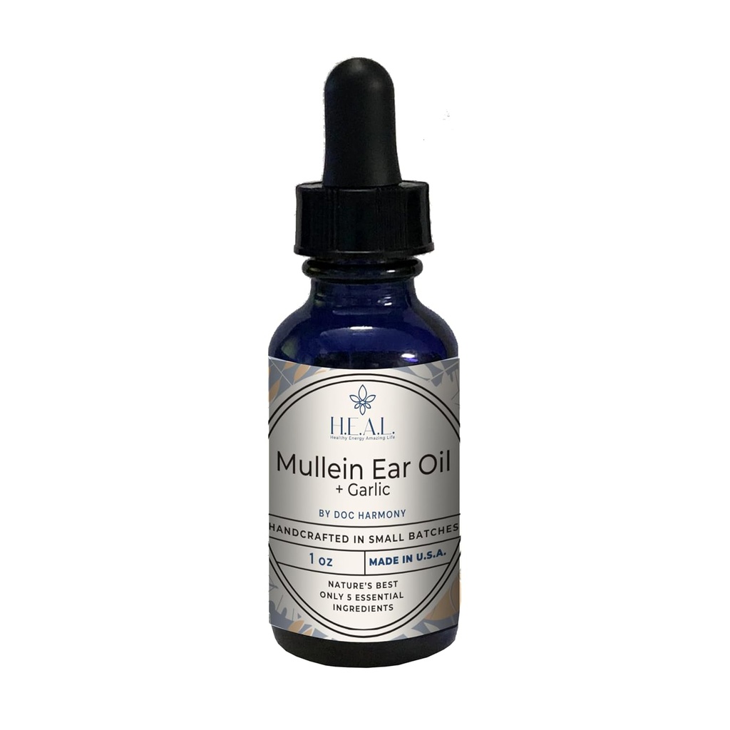 Harmony's Mullein Ear Oil + Garlic Petrol - 1oz kuru için, kaşıntı kulakları