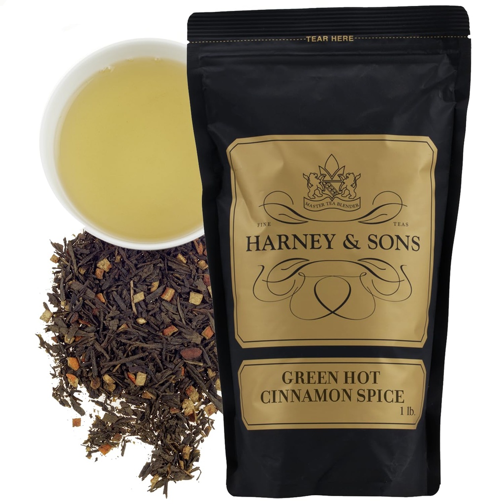 Harney ve Sons Green Hot Cinnamon Spice Tea| 16 oz Loose Leaf Tea