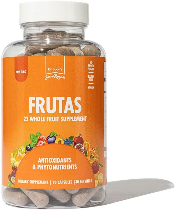 Santo Remedio Frutas, 22 πλήρες συμπλήρωμα διατροφής φρούτων, αντιοξειδωτικά και φυτοθρεπτικά συστατικά, 90 κάψουλες, 30 ημέρα υπηρεσία