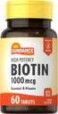 Sundance High Potency Biotin 1.000 mcg Supplement | Essential B Vitamin Tabletleri | Vejetaryen, Non-GMO & Gluten Ücretsiz