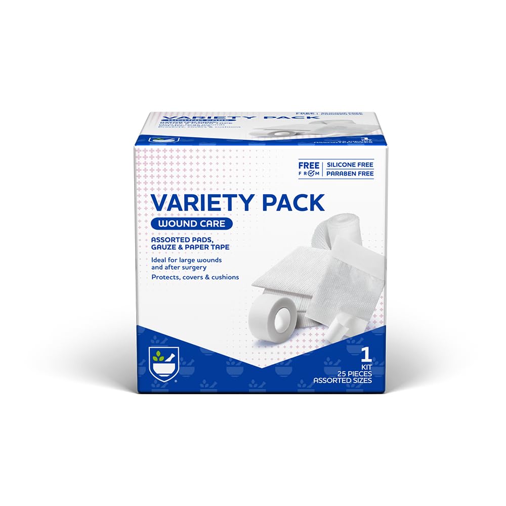 Rite Aid First Aid Gauze Pads, Diversity Pack - 25 Assorted Gauze Pads & Bant | Sterile Gauze Pads | First Aid Kit | Yara Bakım Tankları
