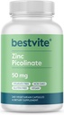 BESTVITE çinko Picolinate 50 mg (240 Vejetaryen Capsules) - No Stearates - Vegan - Non GMO - Gluten Free
