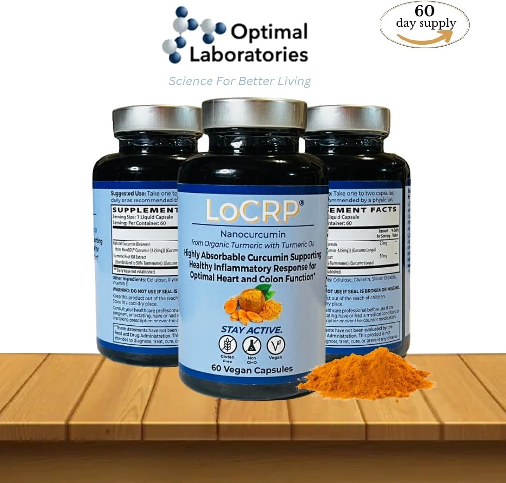 LoCRP Nano-Absorb Curcumin & Turmeric Oil Capsules - Vegan, Heart & Colon Support, 60-Day Supply & Colon Support, 60-Day Supply