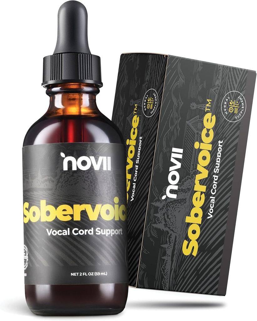 NOVII Sobervoice, Ultimate Vocal Health Drops - Herbal Relief from Vocal Strain, Dryness & Hoarseness - Voice Enhanceing Booster Drops, Vocal Relief for Singers, Speakers, Performers, 2 fl. oz.