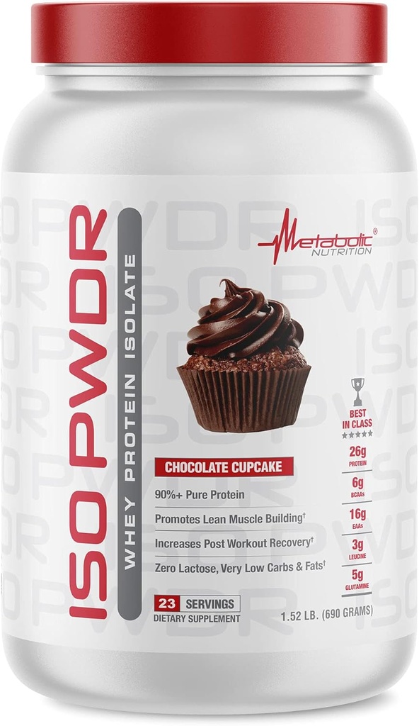 Metabolik Beslenme Whey proteini ISO PWDR Chocolate Cupcake, 1.54lb, 23 Hizmet, 26g Protein, Hızlı Digesting, Zero Carbs, Delicious Flavor, Very Low Carbs & Fat, Zero Lactose