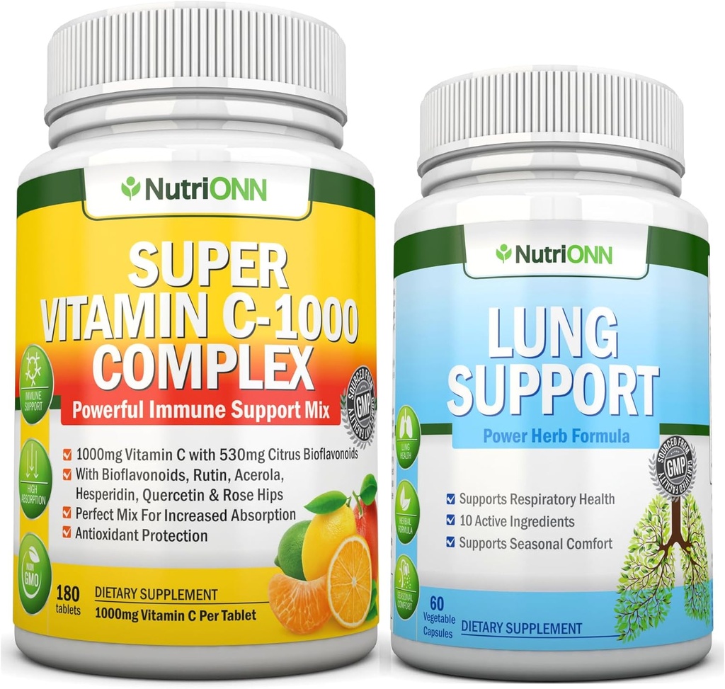 Super C Vitamin Kompleks Tabletler ve Lung Support Capsules Combo - Hedeflenmiş Lung Health Support