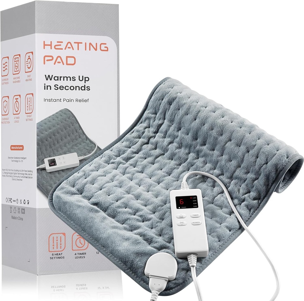 Back Pain Relief & Cramps, KOT Isıtma Pads with Auto Shut Off Large, 6 Heat Settings Electric Heated Pad, Kadınlar için Hediyeler, Erkekler için Hediyeler, 12" x 24"