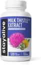 Συμπλήρωμα STAY ALIVE Γαϊδουράγκαθο γάλακτος με Dandelion Root και Artichoke Extract, 80% Silymarin Complex, 120 χάπια, 100% Pure Artichoke Leaf Extract Powder, Non-GMO & Gluten-free Herbal Caps