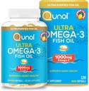 Qunol Omega 3 Fish Oil Mini Softgels, 1000 mg Ultra Pure Fish Oil, Heart Health Support, Omega 3 DHA Supplements, Lemon Flavor, 2 Ay Supply, 120