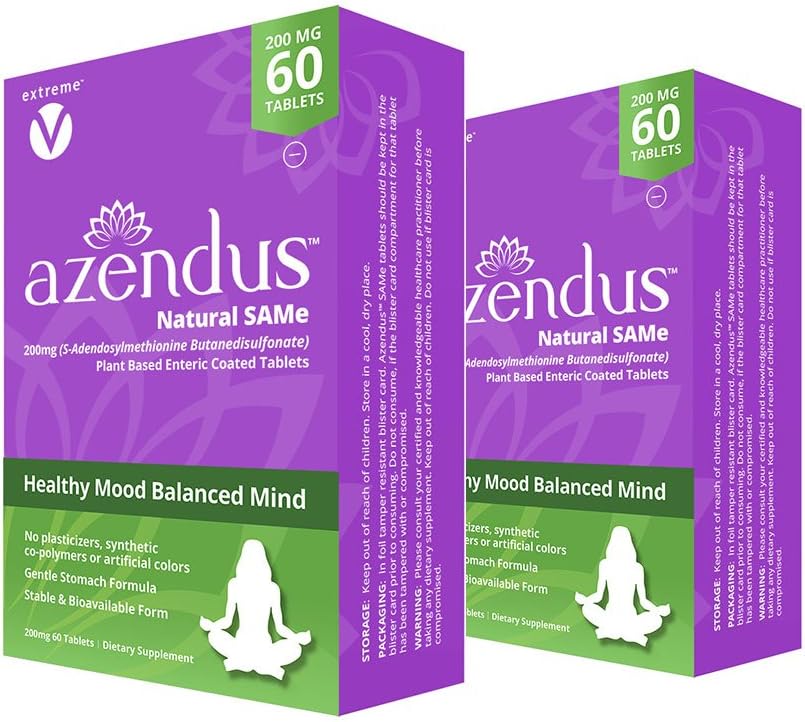 Azendus Mood 200mg S- Αδενδοσυλομεθειονίνη Βουτανοδισουλφονική (Same) (2 Κουτιά - 120 Εντερικά Επικαλυμμένα Δισκία) Vegan, Χωρίς γλουτένη, Χωρίς σόγια