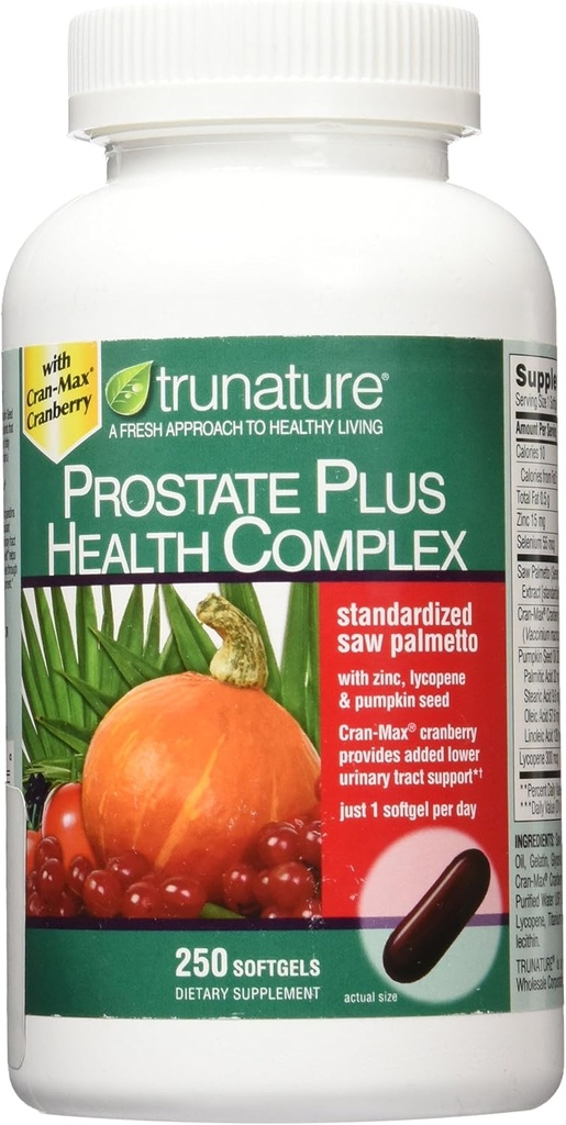 Trunature Saw Palmetto Prostate Health Complex with çinko, Lycopene ve Riley Seed, 250 Softgels
