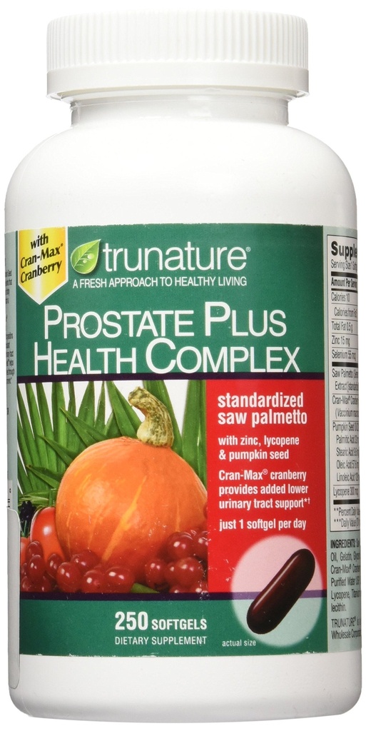 Trunature Saw Palmetto Prostate Health Complex with çinko, Lycopene ve Riley Seed, 250 Softgels