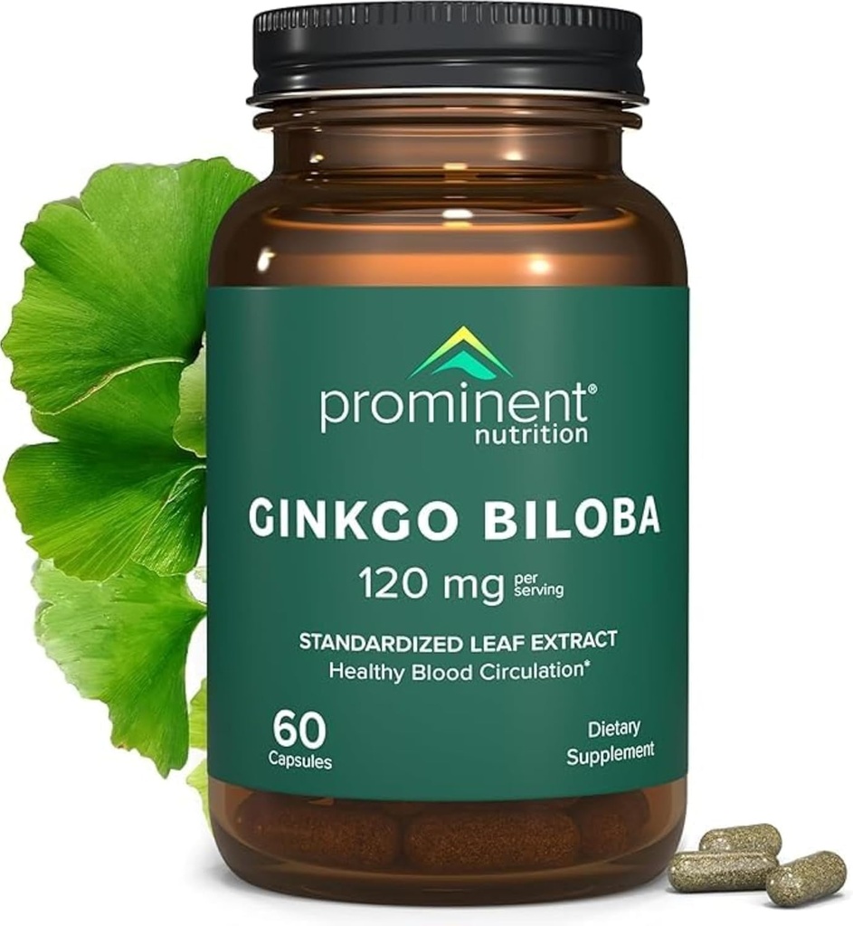 Prominent Beslenme Ginkgo Biloba 120mg - Ginkgo Biloba Leaf Extract, Herbal Supplements to Help Memory & Focus- Vegan, Non-GMO, Gluten-Free, Soy-Free, 60 Day Supply - 1 Pack