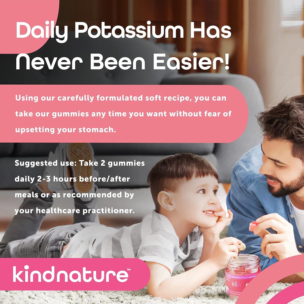 Yetişkinler ve Çocuklar için Potasyum ve Kummies - Potasyum Supplement 500 mg & 1000 mg Magnezyum Citrate & 400 mg Magnezyum Glycinate Chewable Gummies