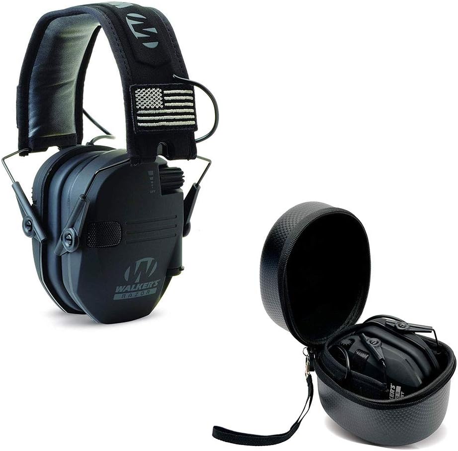 Walker's Razor Slim Electronic Shooting Protection Muff (Απλοποίηση ήχου και καταστολή) με προστατευτική θήκη