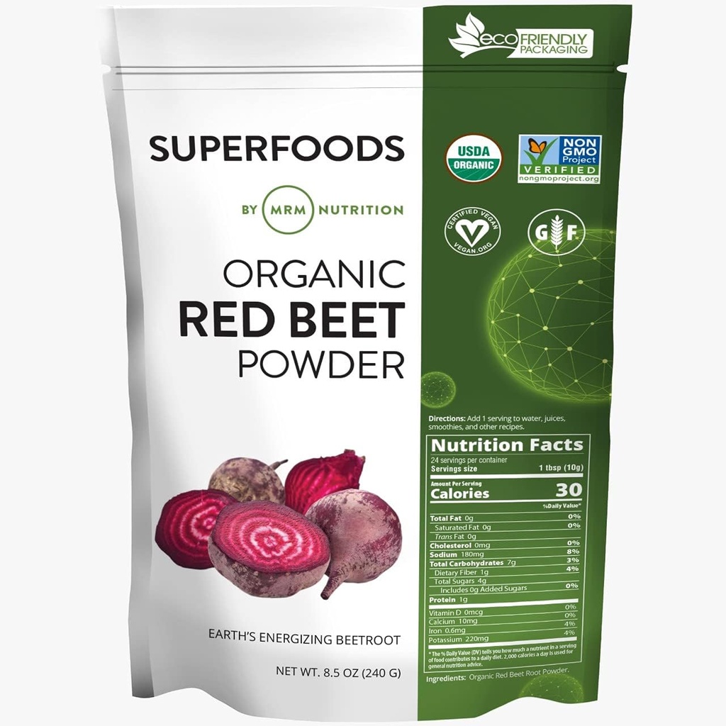 MRM Beslenme Organik Kırmızı Arıt Toz | Superfoods | Enerji | Cardiovascular Sağlık | Nutrient Dense | Gluten-Free + Vegan | 24 Hizmet