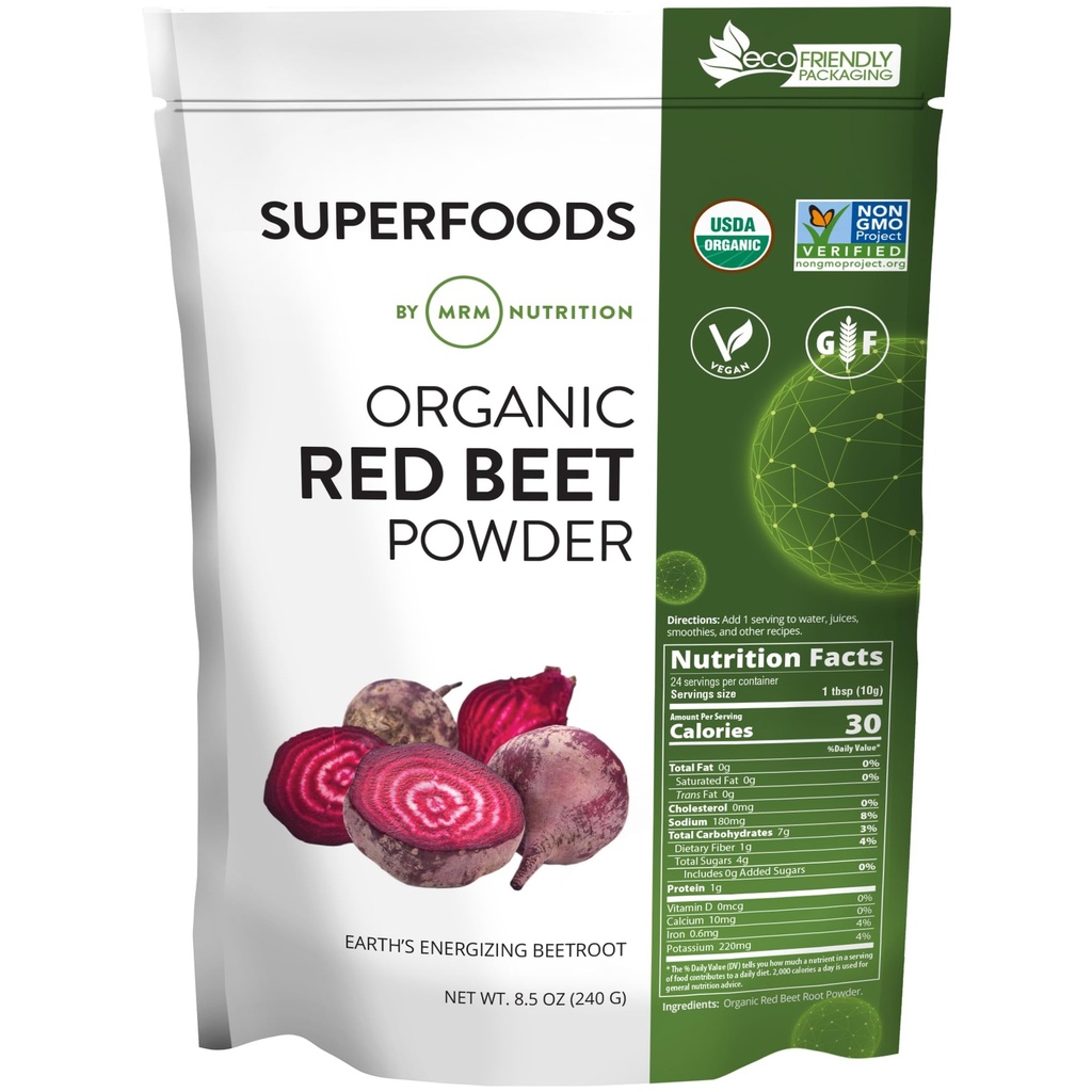 MRM Beslenme Organik Kırmızı Arıt Toz | Superfoods | Enerji | Cardiovascular Sağlık | Nutrient Dense | Gluten-Free + Vegan | 24 Hizmet