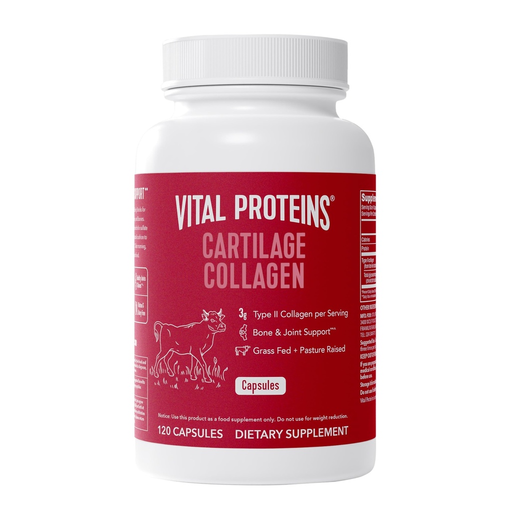 Vital Proteins Cartilage Collagen Pills, Tip II Collagen & Chondroitin Sulfate Supplement for Recovery & Health Hair, Skin, Nails and Commons - 750 mg 120 Capsules ile hizmet