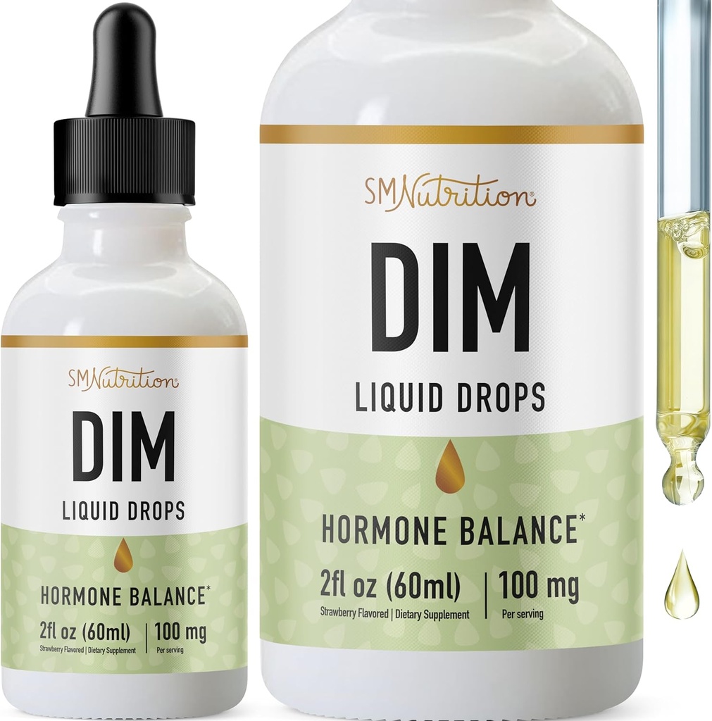 DIM Liquid Drops Kadınlar ve Erkekler için Estrogen Dengesi için 100 mg | Hormon Dengesi, Menopause Supplements for Women, PMS Support & Anti-GMO, Third-Party Tested