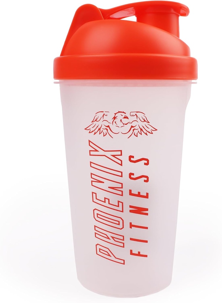 Phoenix Fitness Protein Shaker Μπουκάλι - 500ml Leakproof Μπουκάλι με βίδα Top Lid και Mesh Grid - Πλυντήριο πιάτων BPA Δωρεάν Αθλητισμός & Γυμναστήριο Μπουκάλι - Πορτοκαλί