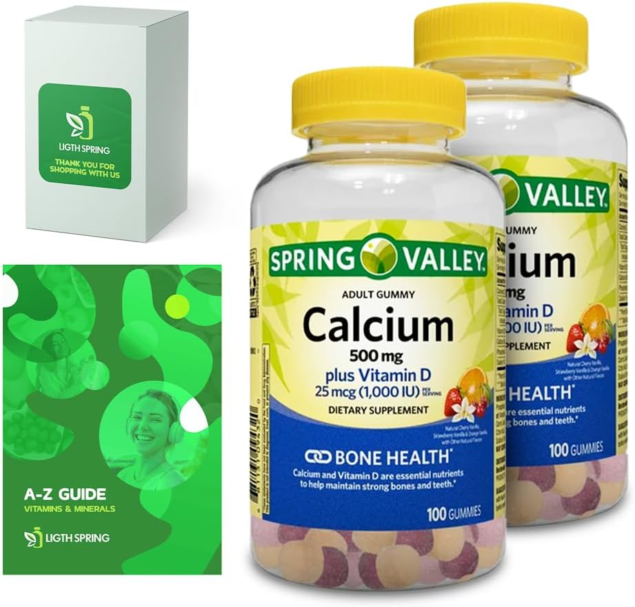 Kalsiyum Plus Vitamin D, Yetişkin Gummies, 500 mg, 1000 IU, Assorted Flavors, 100 Ct (2 Pack) Özel Vitaminler ve Mineraller ile Grafik - Z - Better Light&Spring Guide (3)