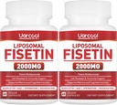 Fisetin Supplement 2000 mg for Health Aging and Longevity, Skin Health, Brain - Soy Free, Vegetarian - 60 Softgels(2 Şişeler)