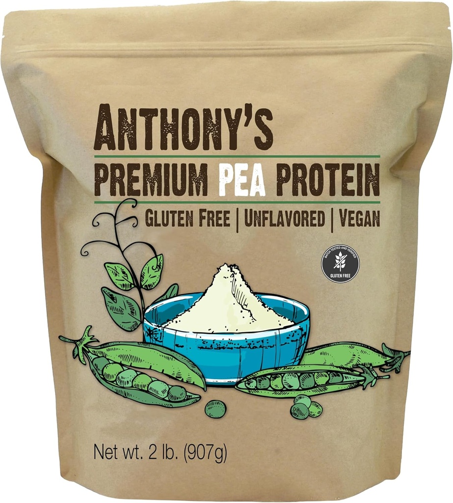 Anthony'nin Premium Pea proteini, 2 lb, Plantive, Gluten Free, Unflavored, Vegan, Keto Friendly, Peas