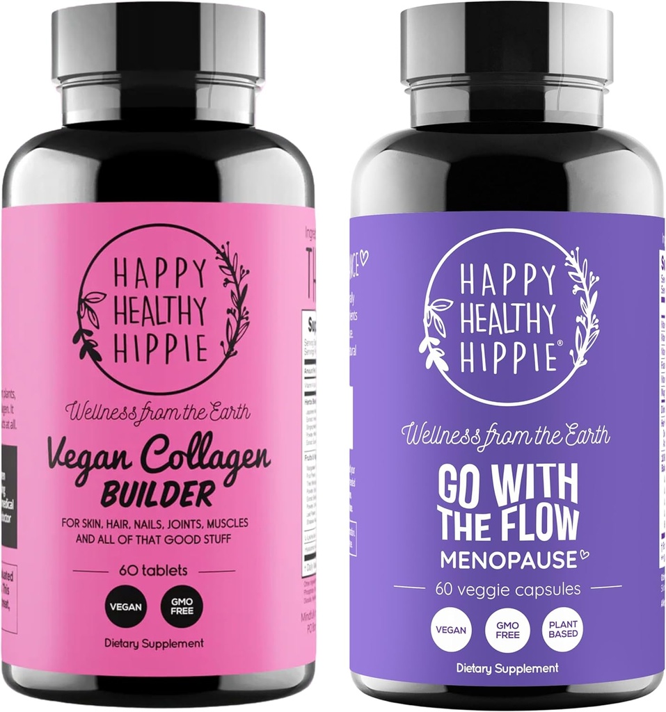 Happy Healthy Hippie Go with The Flow Εμμηνόπαυση Υποστήριξη & Vegan Collagen Builder Collagen χάπια