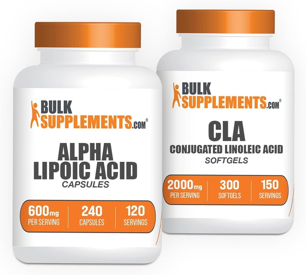 BulkSupplements Alpha Lipoic Acid Capsules 240ct + CLA 2000 mg Softgels 300ct Sche