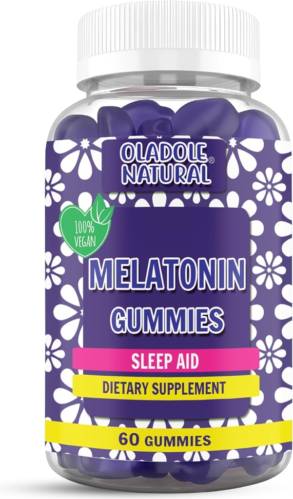 Oladole Natural Sleep Kompleksi 86 mg Ekstra Kuvvet Melatonin, L-Theanine, Passiflora, 5-HTP, Ghana Tohum Taklitleri | Sleep Support Promosyonlar Rahatlama ve Fall Asleep Faster - 60 Gummies, Grape Flavor