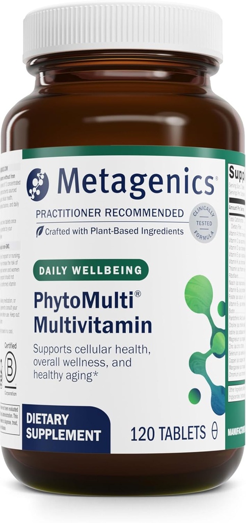 Metagenics Phyto Multivitamin - Sağlıklı Ağlama, Hücre Sağlığı ve Genel Sağlık - Erkekler ve Kadınlar için - 20 Temel Vitaminler ve Mineraller - Vitamin B6, Lutein & çinko ile - 120 Tablet