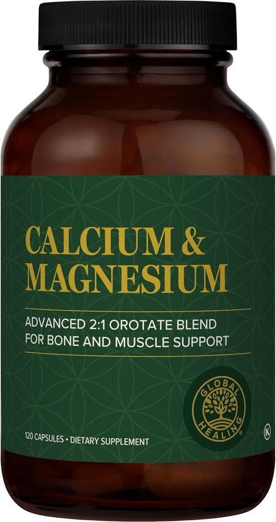 Global şifalı ve Magnezyum Orotate - Kadınlar ve Erkekler için Bone Strength Supplement - Normal Kas Fonksiyonu için Güçlü Dişler ve Kartiovascular Sağlığı Destekleyin - 120 Capsules